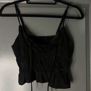 LA Hearts Black Ruffled Cropped Tank